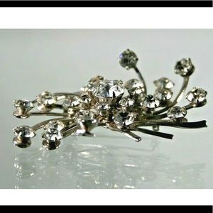 Hand Made Crafted Faceted Pin Brooch Rhinestone